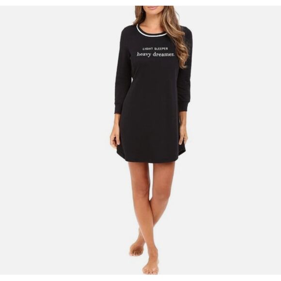 NWT KATE SPADE Black Nightgown Sleepshirt Pajama Dress S Soft Knit Loungewear - Picture 1 of 12